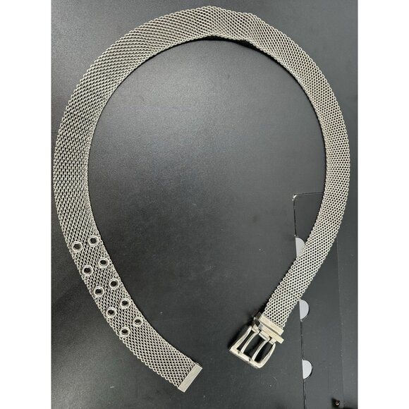 Vintage Metal Mesh Silver tone Belt Up To 43”x1.3” (B-8)